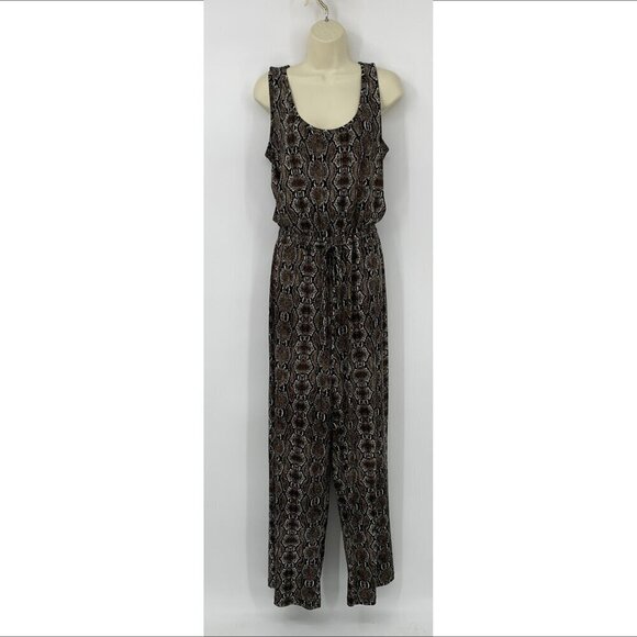 Calvin Klein jersey knit jumpsuit python snake print sleeveless stretch cozy 14 - Picture 1 of 4